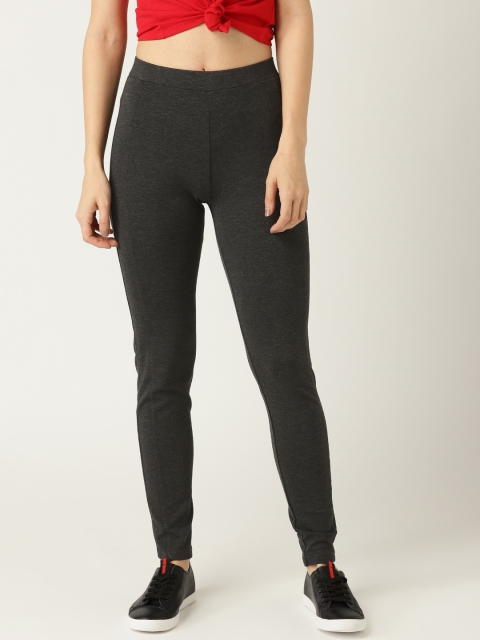 

United Colors of Benetton Women Charcoal Grey Solid Treggings