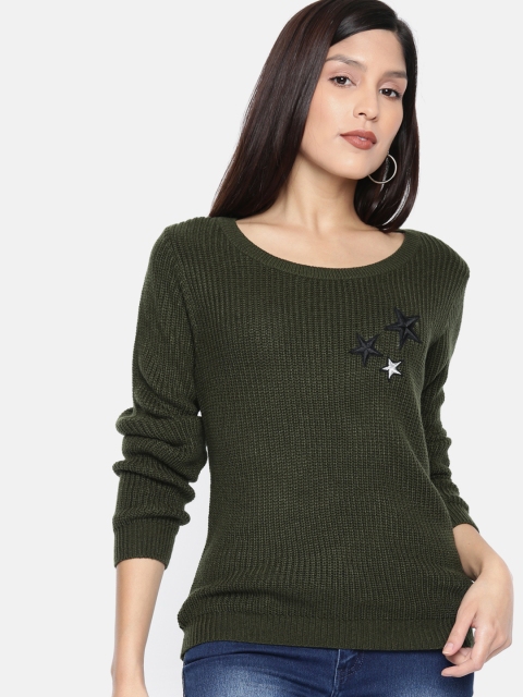 

Ms.Taken Women Green Self Design Sweater