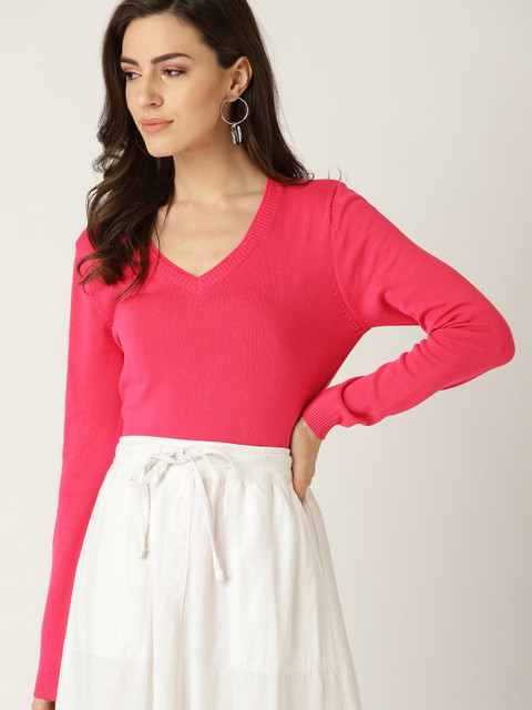 

United Colors of Benetton Women Pink Solid Sweater