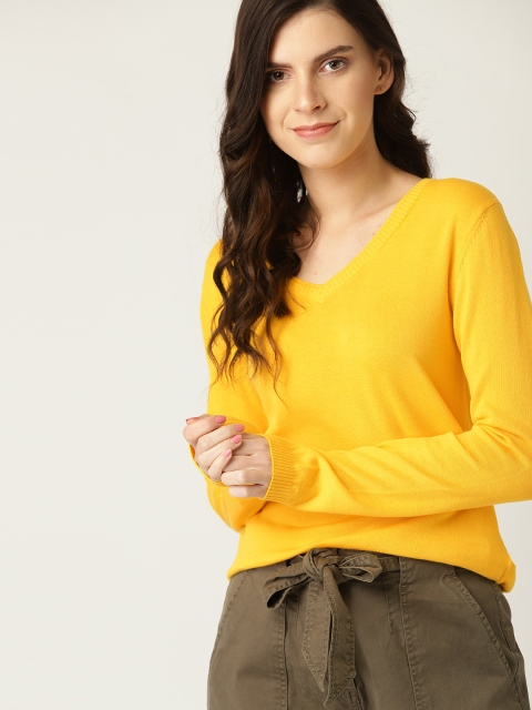 

United Colors of Benetton Women Yellow Solid Sweater