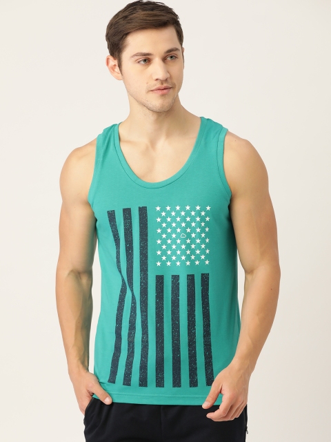 

Sweet Dreams Men Green Striped Lounge Tank T-shirt