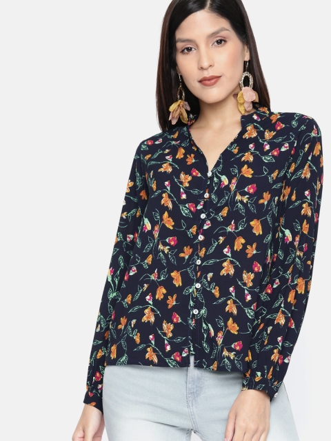 

Ms.Taken Women Navy Blue Printed Floral Top