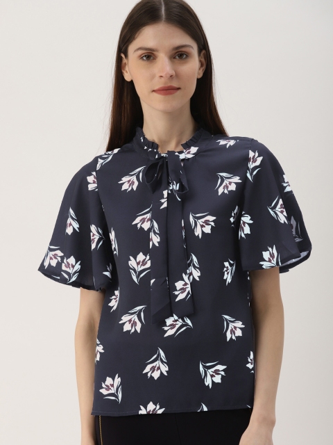 

Ms.Taken Women Navy Blue & Cream-Coloured Printed Top