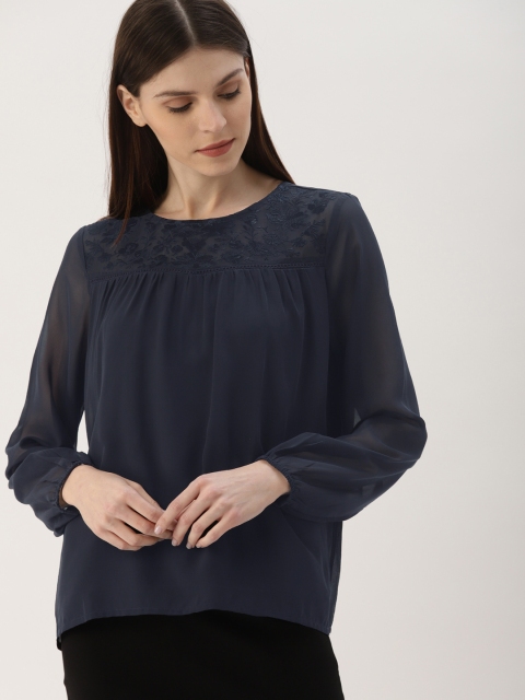 

Ms.Taken Women Navy Blue Solid Top