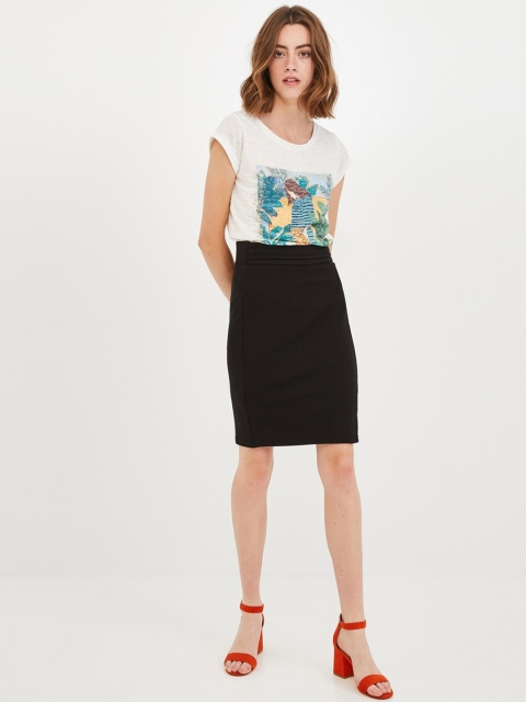 

promod Women Black Solid Mini Pencil Skirt