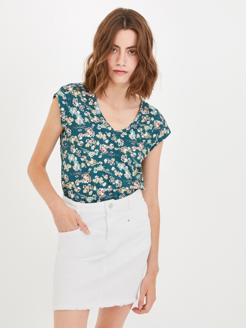 

promod Women White Solid Raw Edge Denim Skirt