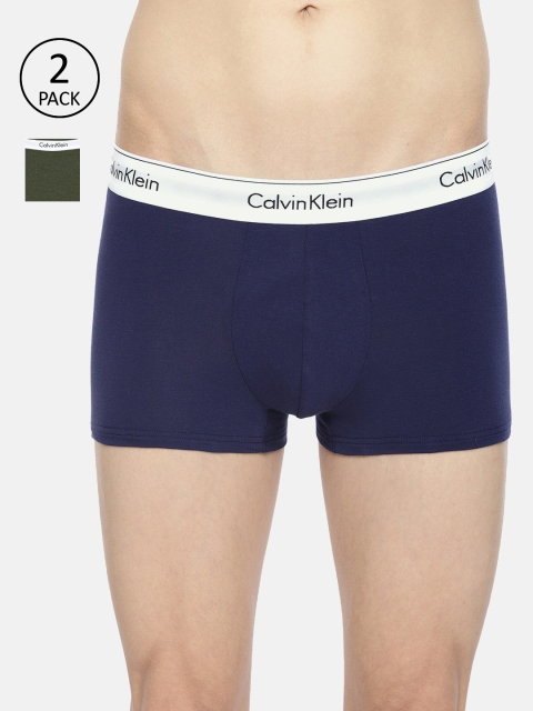 

Calvin Klein Underwear Men Pack Of 2 Purple & Green Solid Trunk NB1086MXD