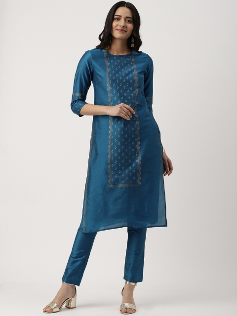 

IMARA Women Blue Printed Kurta with Trousers