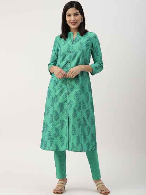 

IMARA Women Green Printed Kurta with Trousers