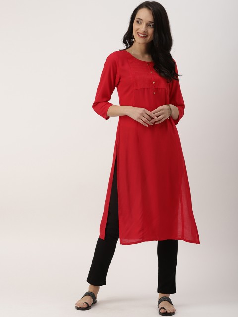 

IMARA Women Red Yoke Design Straight Kurta