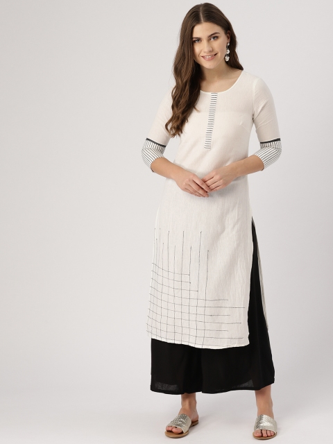 

IMARA Women Off-White Solid Straight Kurta