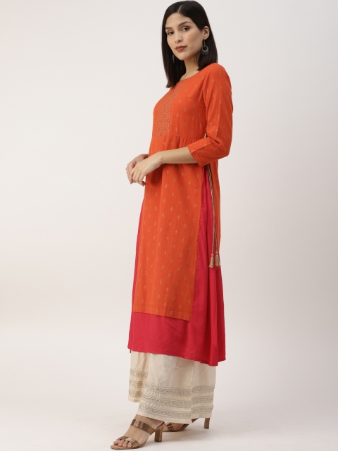 

IMARA Women Orange & Pink Solid A-Line Kurta