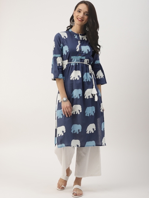 

IMARA Women Blue Dyed A-Line Kurta