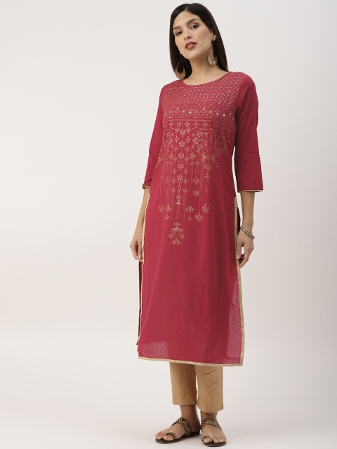 

IMARA Women Maroon Dyed A-Line Kurta