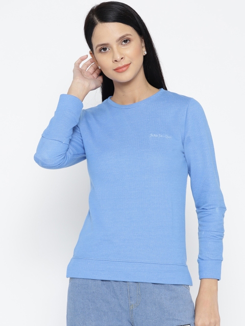 

HARBORNBAY Women Blue Solid Sweatshirt