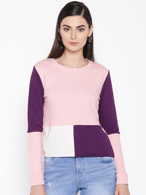 

HARBORNBAY Women Pink & Purple Colourblocked Sweatshirt