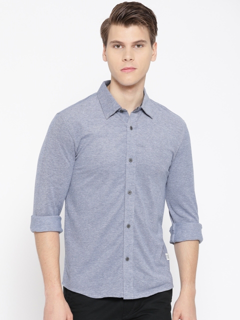 

HARBORNBAY Men Navy Blue Comfort Regular Fit Solid Casual Shirt