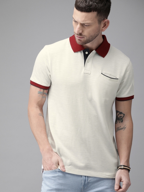 

Roadster Men White Solid Contrast Polo Collar T-shirt