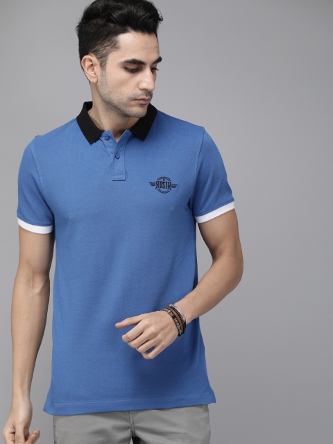 

Roadster Men Blue Solid Polo T-shirt