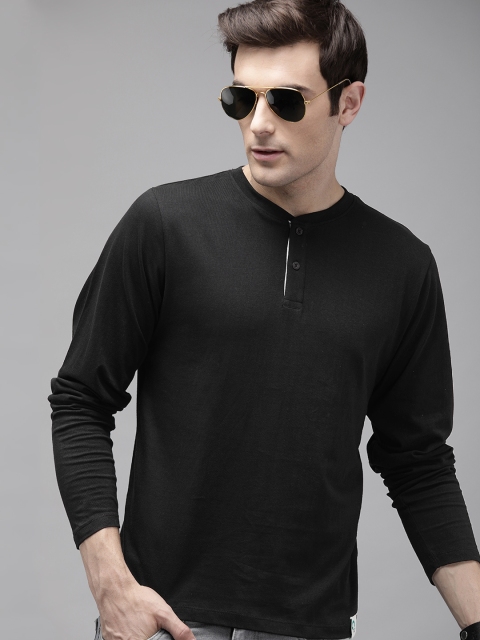 

Roadster Men Black Solid Henley Neck Organic Cotton Greenturn T-shirt