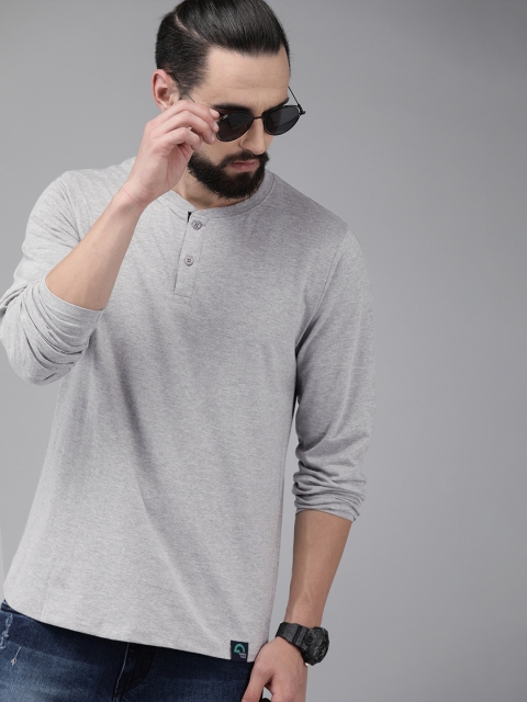 

Roadster Men Grey Solid Henley Neck Organic Cotton Greenturn T-shirt