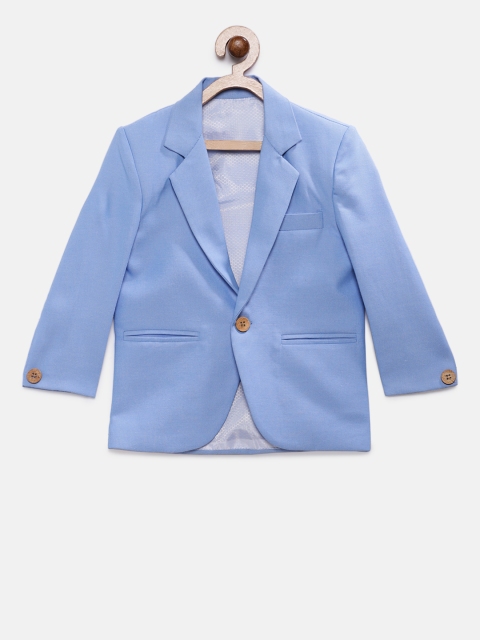 

RIKIDOOS Boys Blue Solid Single-Breasted Blazer