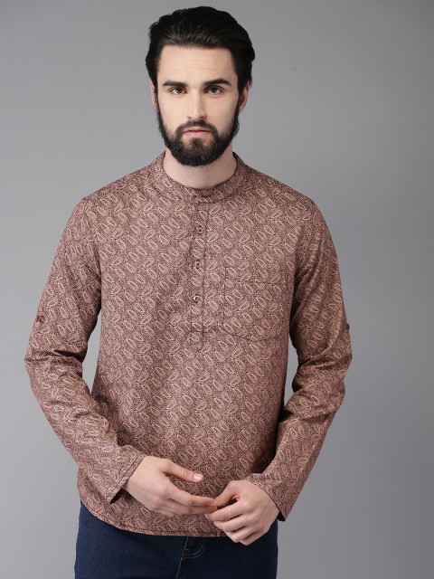 

Anouk Men Brown Printed Straight Kurta