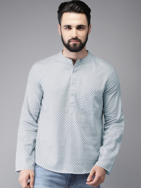 

Anouk Men Turquoise Blue & Green Printed Straight Kurta
