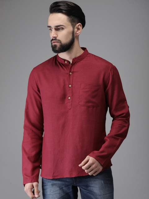 

Anouk Men Maroon Solid Straight Kurta