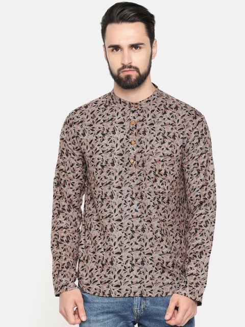 

Anouk Men Brown Floral Print Straight Kurta