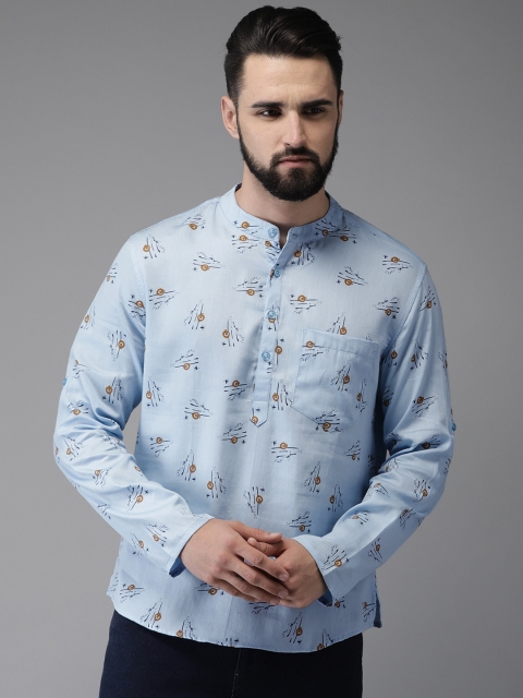 

Anouk Men Blue Printed Straight Kurta