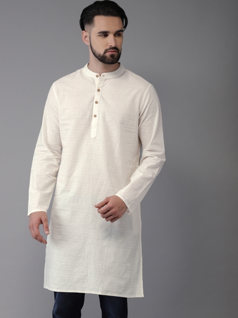 

Anouk Men Off-White Solid Straight Kurta