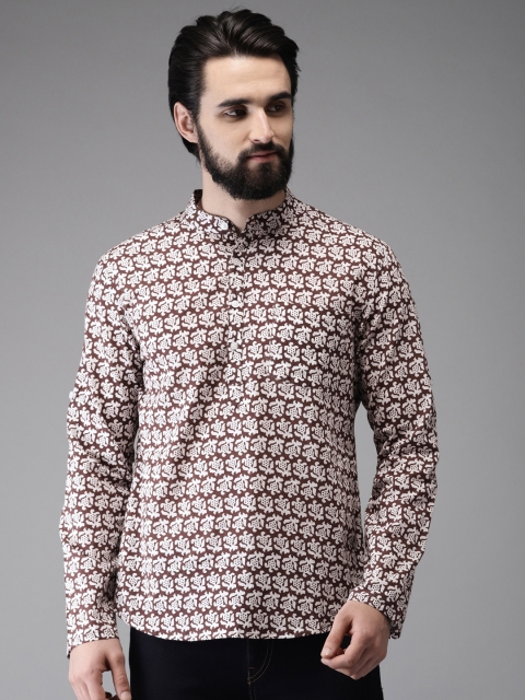 

Anouk Men Brown & White Printed Straight Kurta
