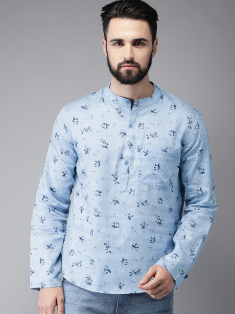

Anouk Men Turquoise Blue Floral Print Straight Kurta