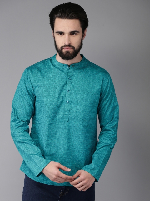 

Anouk Men Teal Blue Printed Straight Kurta