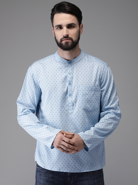 

Anouk Men Blue Printed Straight Kurta