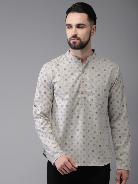 

Anouk Men Grey Printed Straight Kurta