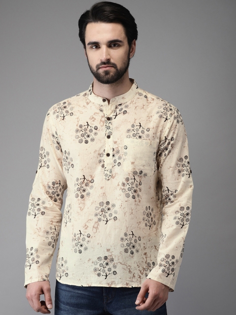 

Anouk Men Beige Printed Straight Kurta