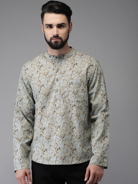 

Anouk Men Blue & Brown Printed Straight Kurta