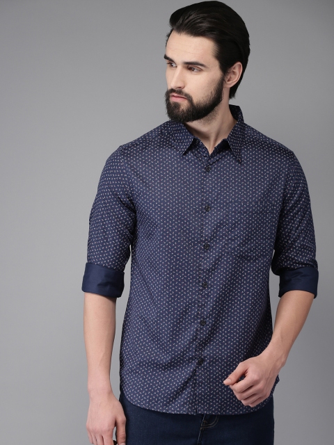 

Anouk Men Navy Blue & Red Regular Fit Printed Casual Shirt