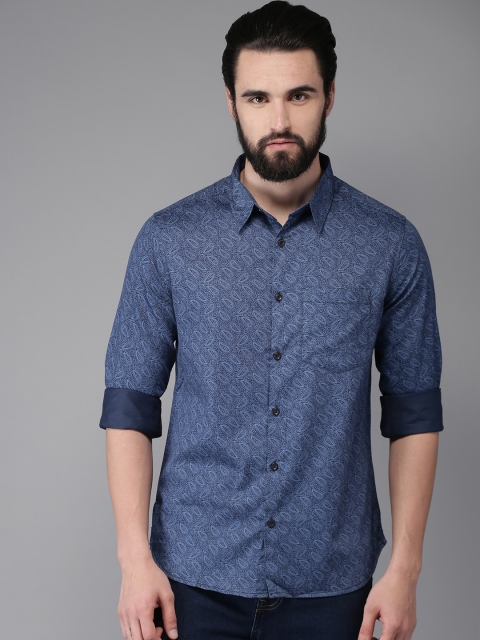 

Anouk Men Navy Blue Regular Fit Printed Casual Shirt