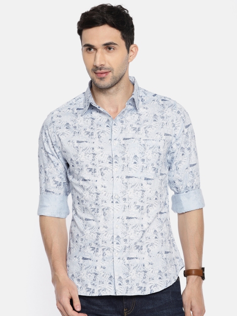 

Anouk Men White & Navy Blue Printed Casual Shirt