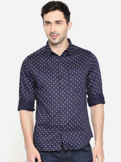 

Anouk Men Navy Blue Regular Fit Printed Casual Shirt