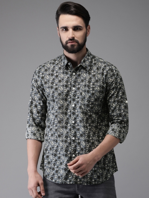 

Anouk Men Grey Regular Fit Printed Casual Shirt