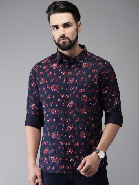 

Anouk Men Navy Blue Regular Fit Printed Casual Shirt