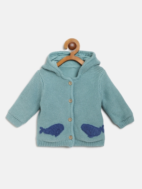 

Marks & Spencer Kids Teal Green Solid Hooded Cardigan