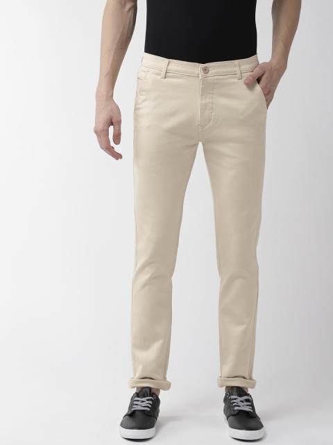 

Rodamo Men Cream-Coloured Slim Fit Solid Regular Trousers