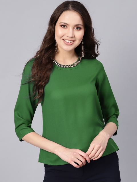 

SASSAFRAS Women Green Solid Top