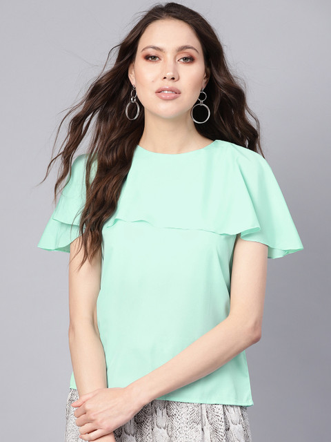 

SASSAFRAS Women Sea Green Solid Top