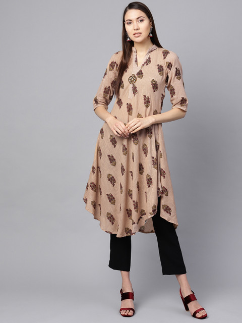 

SOJANYA Women Beige & Red Printed A-Line Kurta